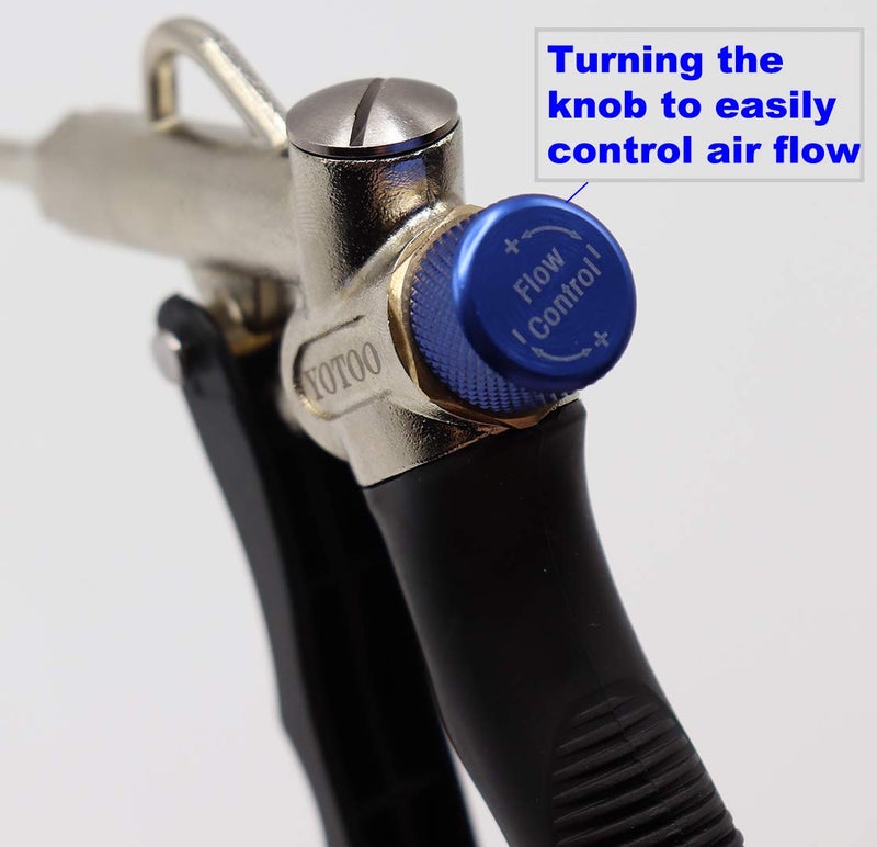 YOTOO 2-Way Air Blow Gun kit with Adjustable Air Flow, Extended Nozzle, High Flow Nozzle and 1/4" NPT Female Quick Plug - Image 3